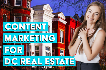 content marketing for dc real estate cover photo of a woman in front of row houses
